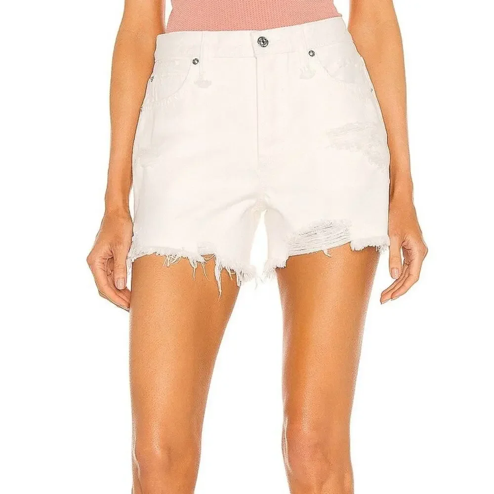 FREE PEOPLE We The Free Makai Cutoff Short White Distressed | 24